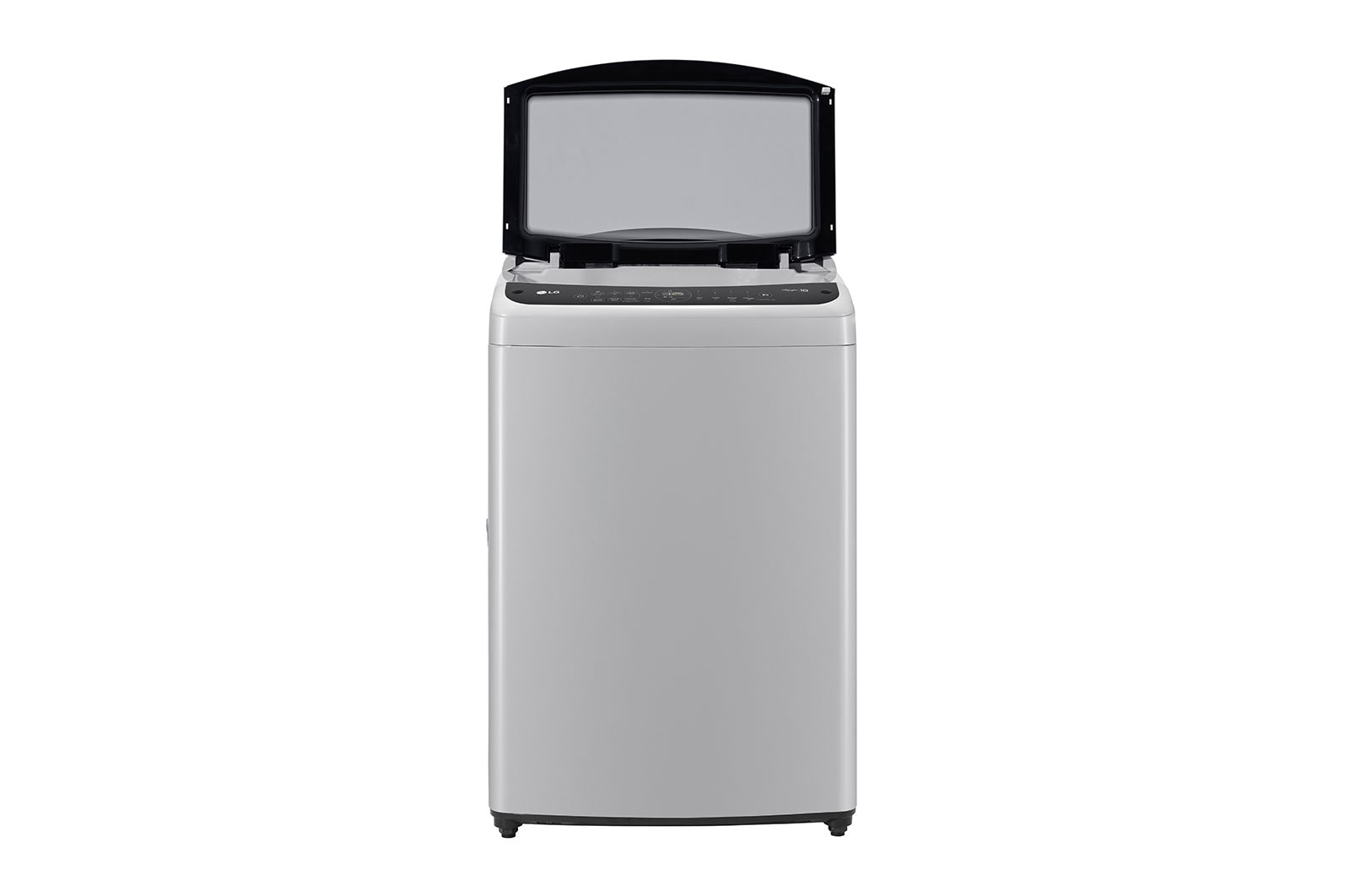 Lavadora LG WT19DV6, vista frontal con puerta abierta.