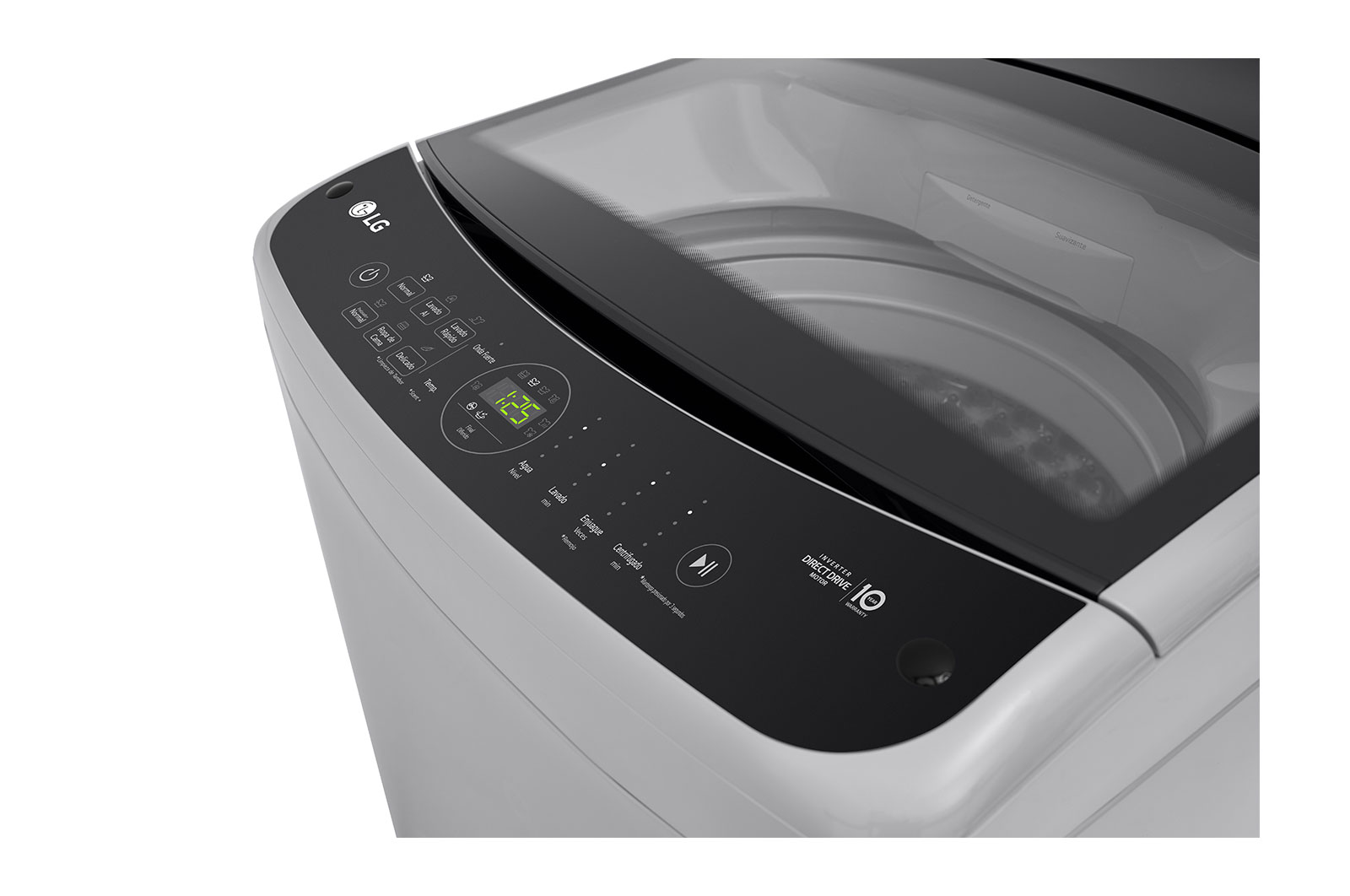 Lavadora LG WT19DV6, panel de control vista izquierda.