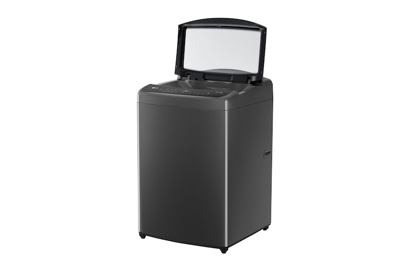 Lavadora de carga superior WT19MV6 vista frontal derecha con puerta abierta.