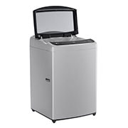 Lavadora LG wt21dv6, vista frontal izquierda con puerta abierta.