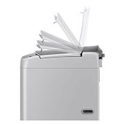 Lavadora LG wt21dv6, vista lateral con puerta abierta.