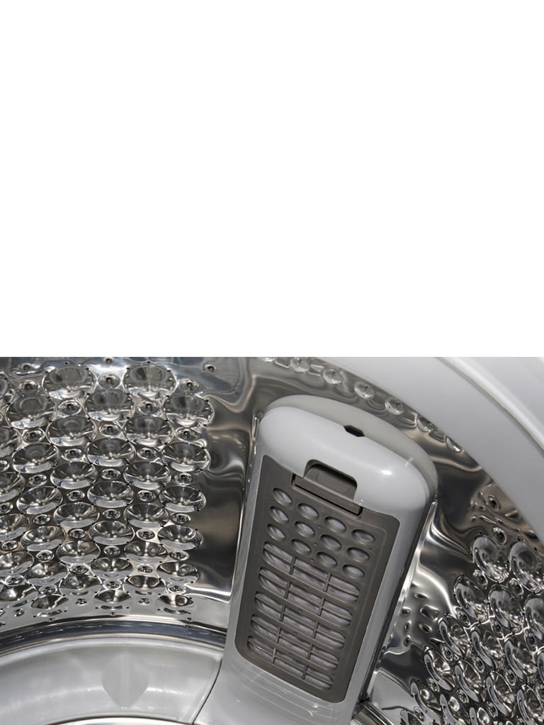 Filtro atrapa pelusas ancho, mantiene ropa limpia.