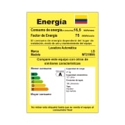 Lavadora LG WT21MV6 tarjeta de consumo energético.