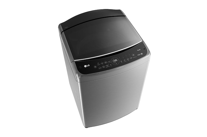 Lavadora LG WT21VV6 vista frontal izquierda desde arriba.