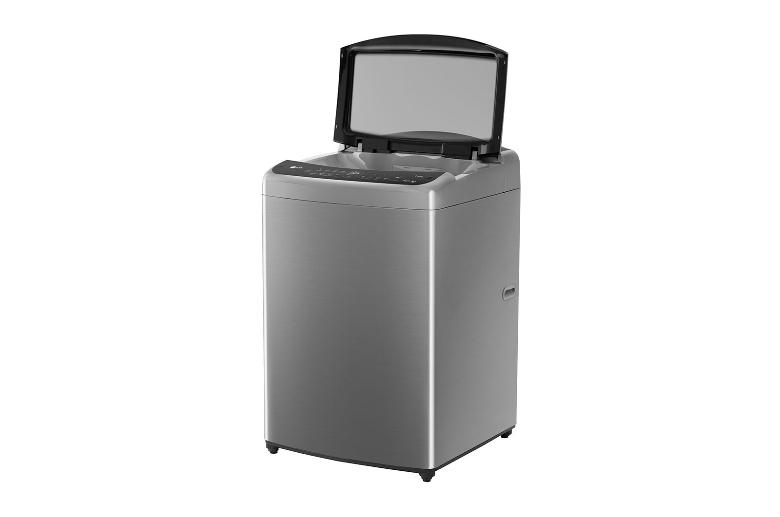 Lavadora LG WT21VV6 vista frontal derecha con puerta abierta.