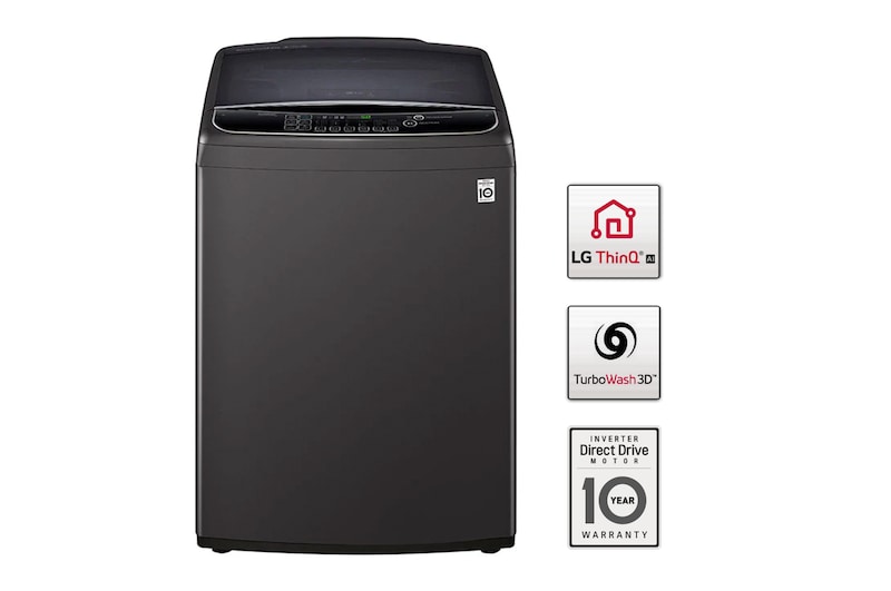 LG Lavadora Carga Superior HEDD 22kg Carga Superior, Color Negro, Tecnología TurboWash 3D, WT22BS6HP