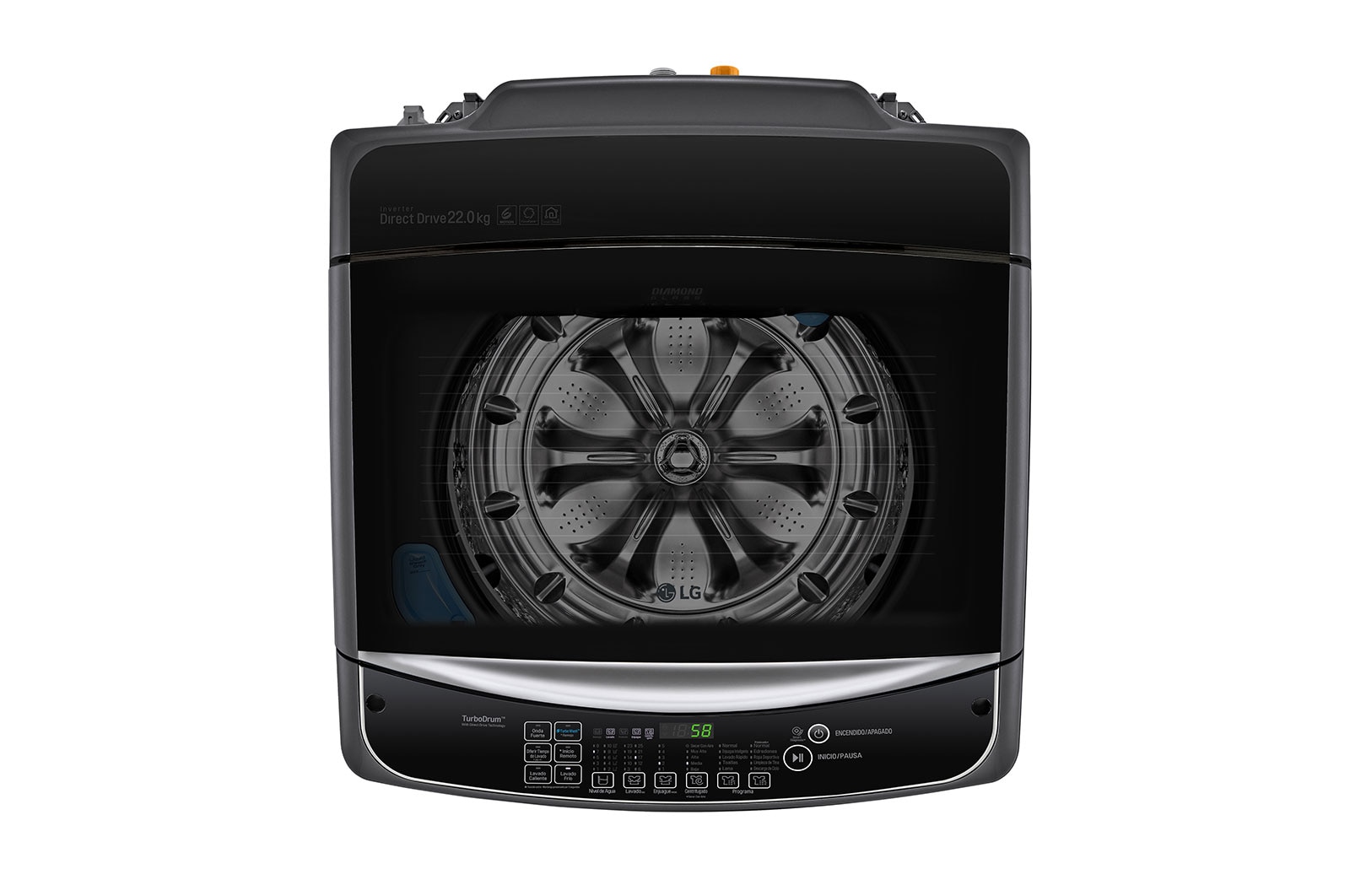 LG Lavadora Carga Superior HEDD 22kg Carga Superior, Color Negro, Tecnología TurboWash 3D, WT22BS6HP