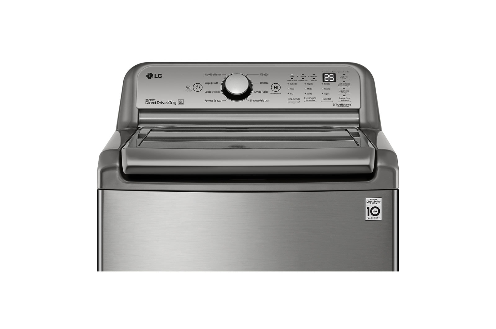 LG Lavadora LG Carga Superior Inverter DD con sistema 6 Motion DD 25 Kg - Silver, WT25VT6HK