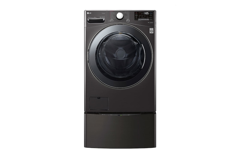 Vista frontal de TWINWash™ Lavadora Capacidad Total 25,5kg/56lbs WM22BV2S6B_WD100CB TWO22BV2S