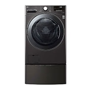 Vista frontal de TWINWash™ Lavadora Capacidad Total 25,5kg/56lbs WM22BV2S6B_WD100CB TWO22BV2S