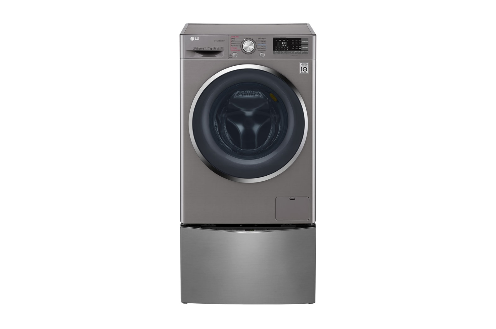 Vista frontal de LG TWINWash TWW12SB6D2 Capacidad Total 14 kg Set Lavadora/Secadora Carga Frontal y TWINWash®Mini TWW12SB6D2