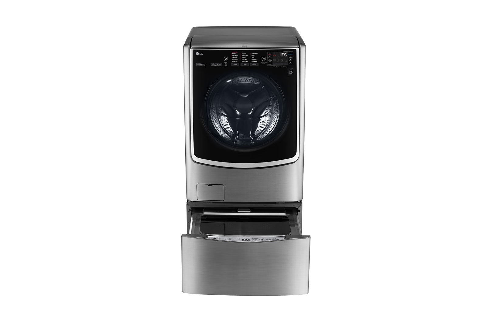 Vista frontal de LG TWINWash®TWW22VTS2 Set Lavadora/Secadora Carga Frontal y TWINWash®Mini Capacidad Total 25,5 Kgs WD22VTS6_WD100CV TWW22VTS2
