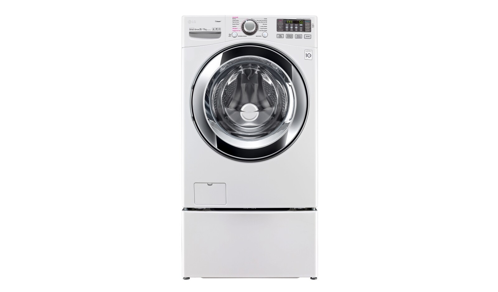 Vista frontal de LG TWINWash® TWWD20WVS2  Set Lavadora/Secadora Carga Frontal y TWINWash® Mini Capacidad Total 23,5 Kgs WD20WVS6_WD100CW TWWD20WVS2