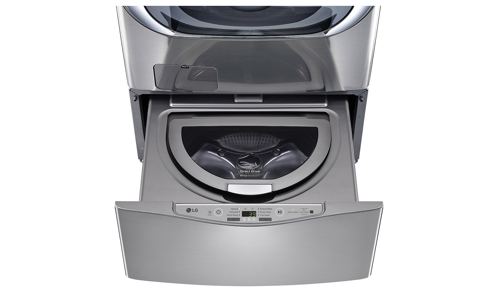Vista frontal de Lavadora TWINWash Mini ™, 3.5kg, 3Motion, Smart Diagnosis, lavado de prendas delicadas, color plateado WD100CV