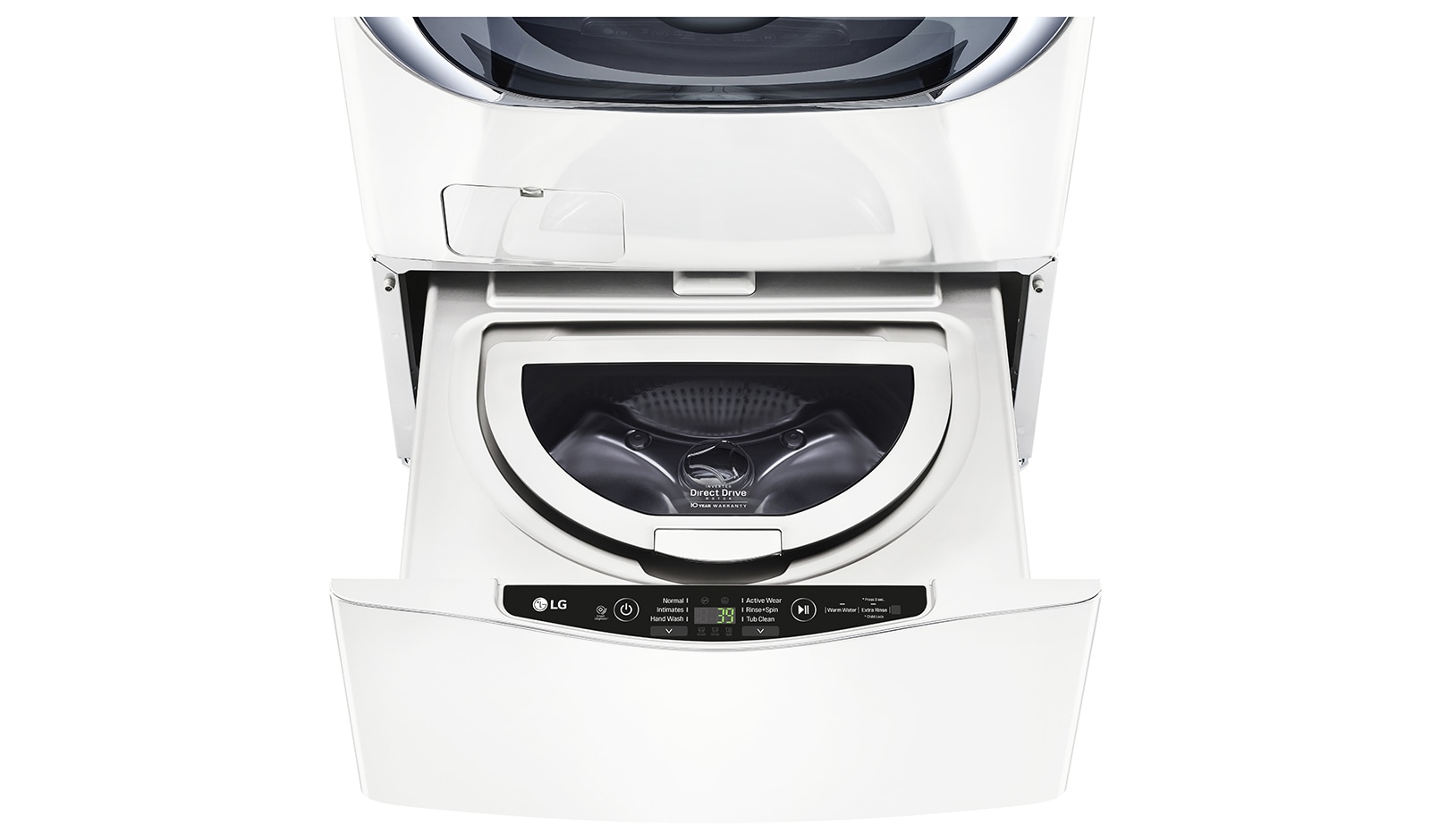 Vista frontal de Lavadora pedestal, 3 movimientos, 3,5 kgs, Color Blanco  WD100CW