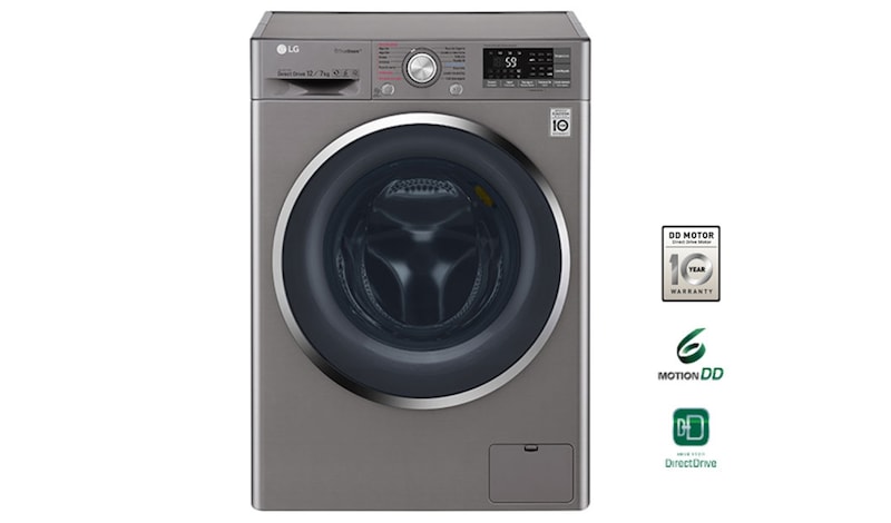 LG Lavadora/Secadora Carga Frontal, 26lbs/12kg, 6MotionDD, Eco Hybrid, color Stone Silver, WD12SB6