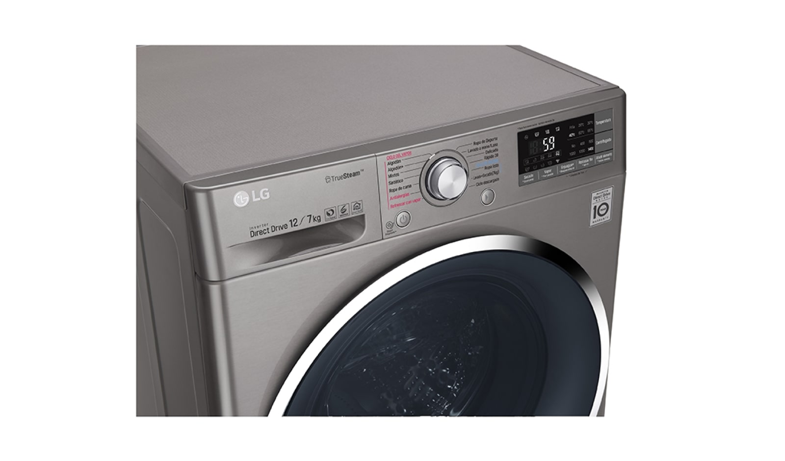 LG Lavadora/Secadora Carga Frontal, 26lbs/12kg, 6MotionDD, Eco Hybrid, color Stone Silver, WD12SB6