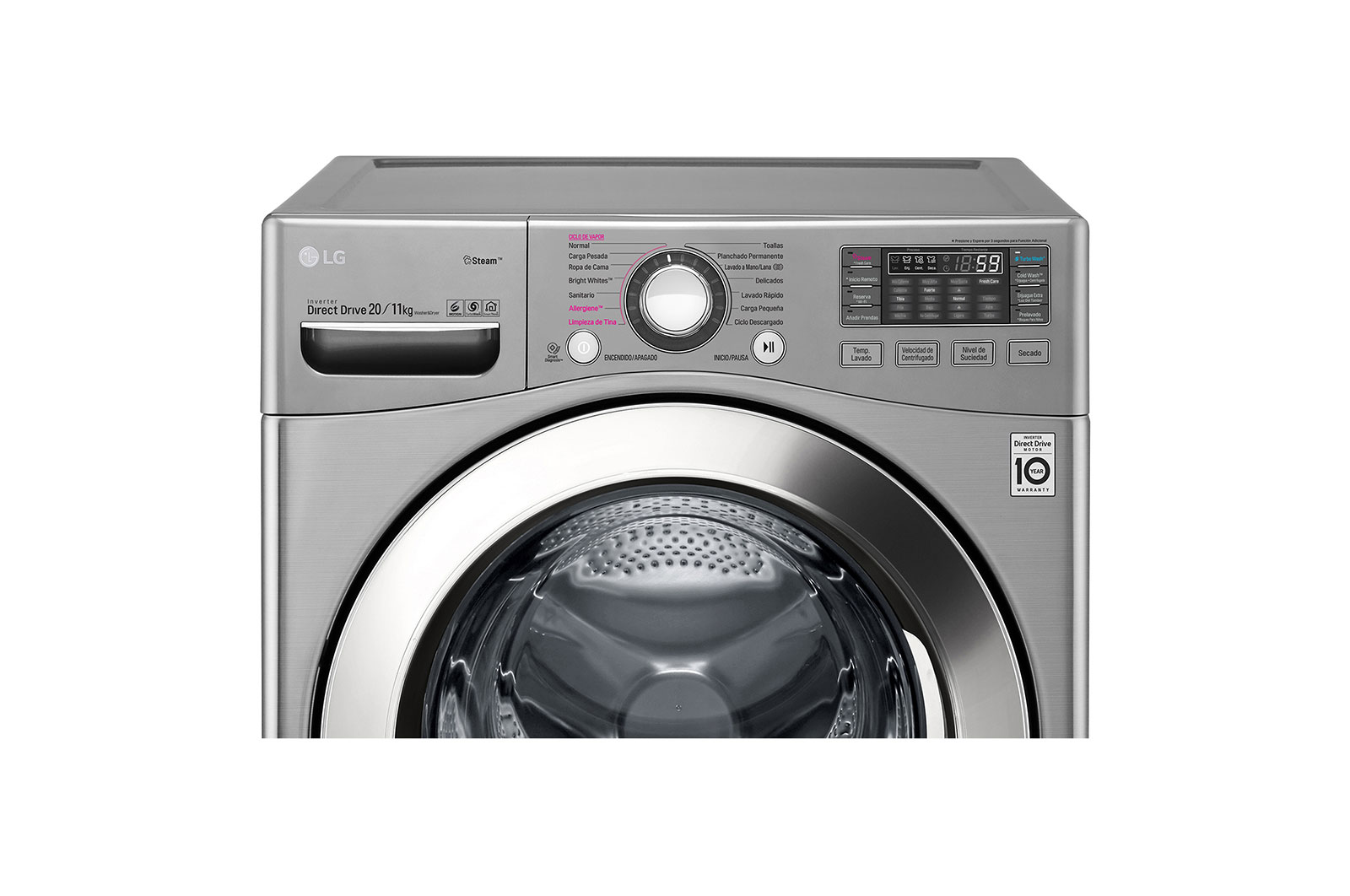 LG Lavadora/Secadora Carga Frontal, 20/11kg, 6MotionDD, TurboWash™, color Tipo Acero Inox, WD20VVS6