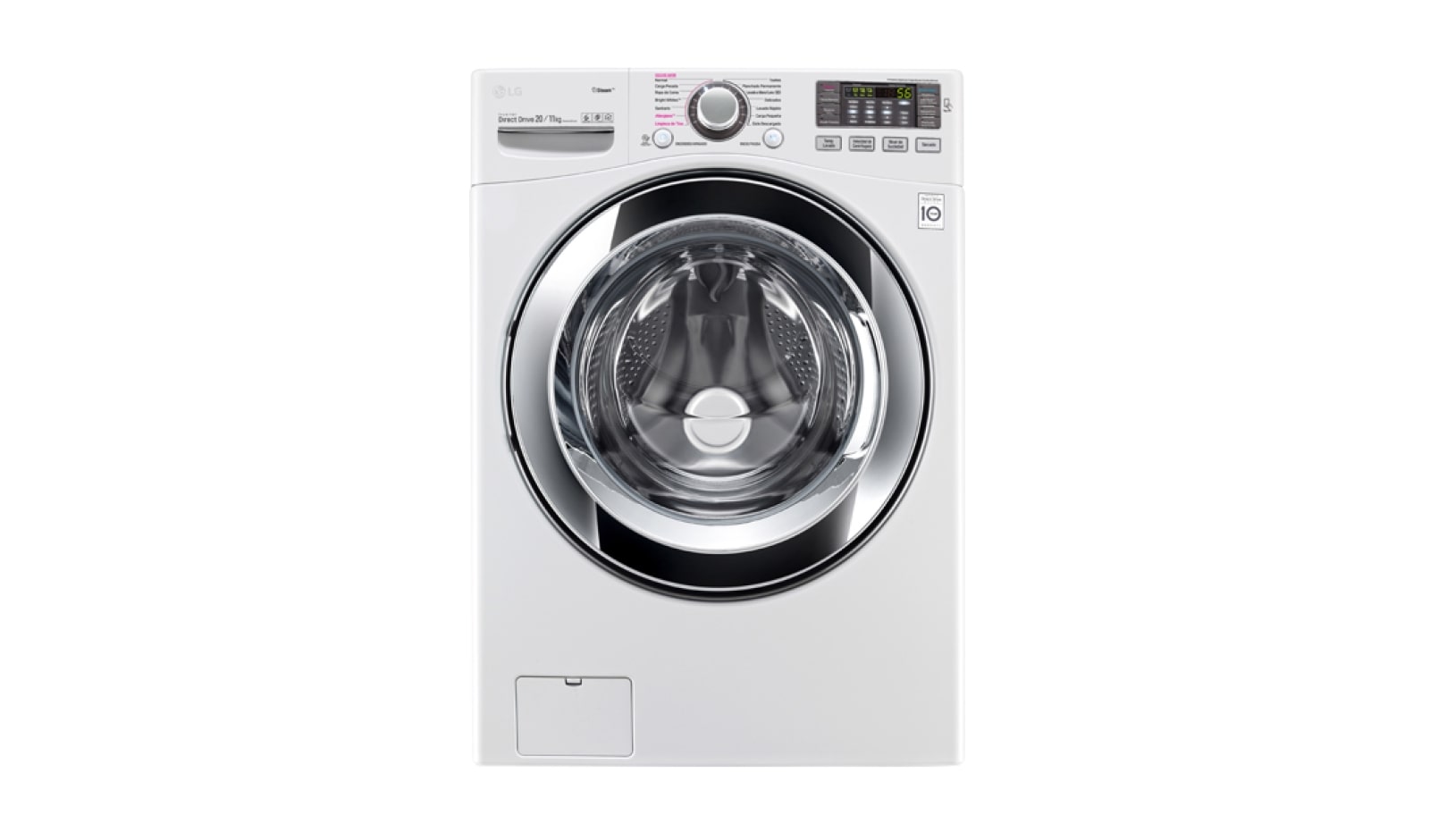 Vista frontal de Lavadora/Secadora Carga Frontal, 20/11kg, 6MotionDD, TurboWash™, color Blanco WD20WVS6