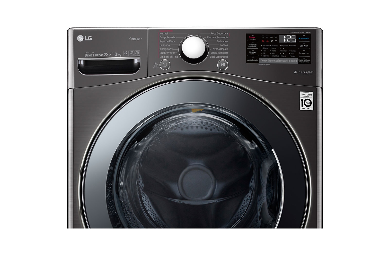 LG Lava-Secadora Carga Frontal Victor 2 Black Steel (22kg/48lbs), WD22BV2S6B
