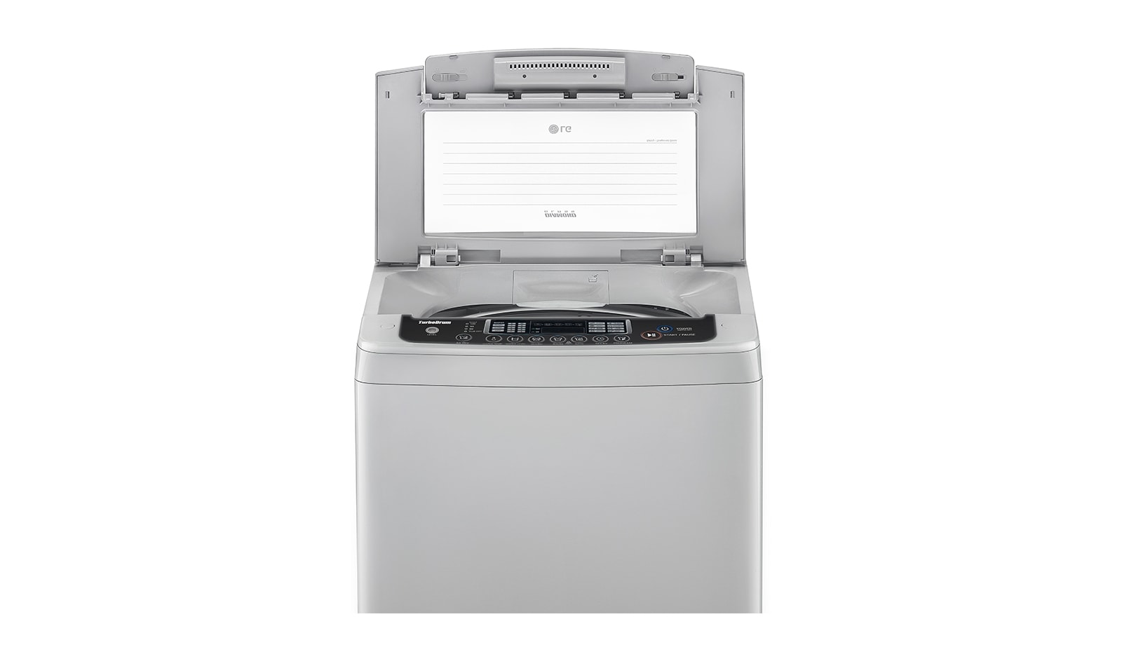 Vista frontal de Lavadora LG Turbo Drum®, Carga Superior, 26lbs/12kg, color Gris WF-T1262TP.ASFECOL