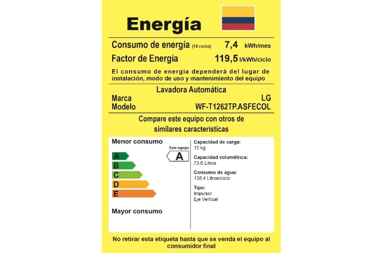 LG Lavadora LG Turbo Drum®, Carga Superior, 26lbs/12kg, color Gris, WF-T1262TP.ASFECOL