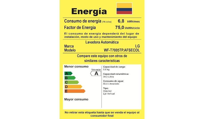 LG Lavadora Spirit Pro, Carga Superior, 8,6Kg/19Lbs, Turbo Drum®, WF-T7005TP.AFSECOL 