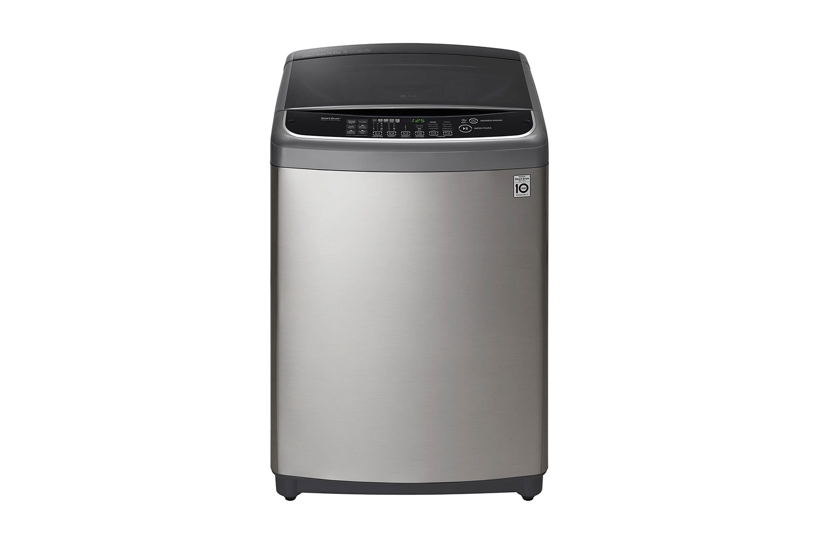 Vista frontal de Lavadora LG 6Motion DD, Carga Superior, 31lbs/14kg,  COLOR TIPO ACERO INOX WFS1439NHD.ASSECOL