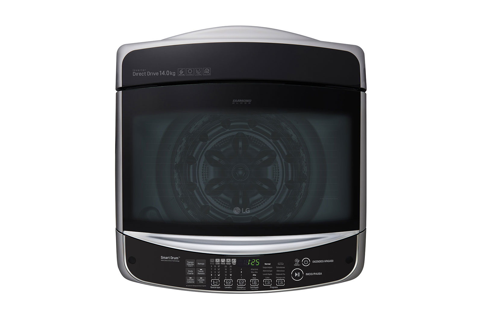 LG Lavadora LG 6Motion DD, Carga Superior, 31lbs/14kg,  COLOR TIPO ACERO INOX, WFS1439NHD.ASSECOL