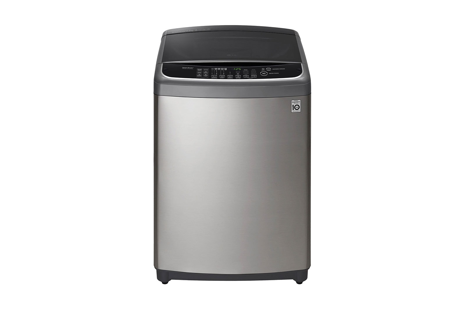 Vista frontal de Lavadora LG 6Motion DD, Carga Superior, 37lbs/17kg,  COLOR TIPO ACERO INOX WFS1739NHD.ASSECOL