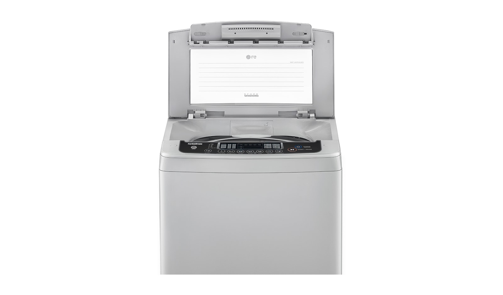 Vista frontal de Lavadora LG Turbo Drum®, Carga Superior, 37lbs/17kg, color Gris WFSL1762EK.ASFECOL