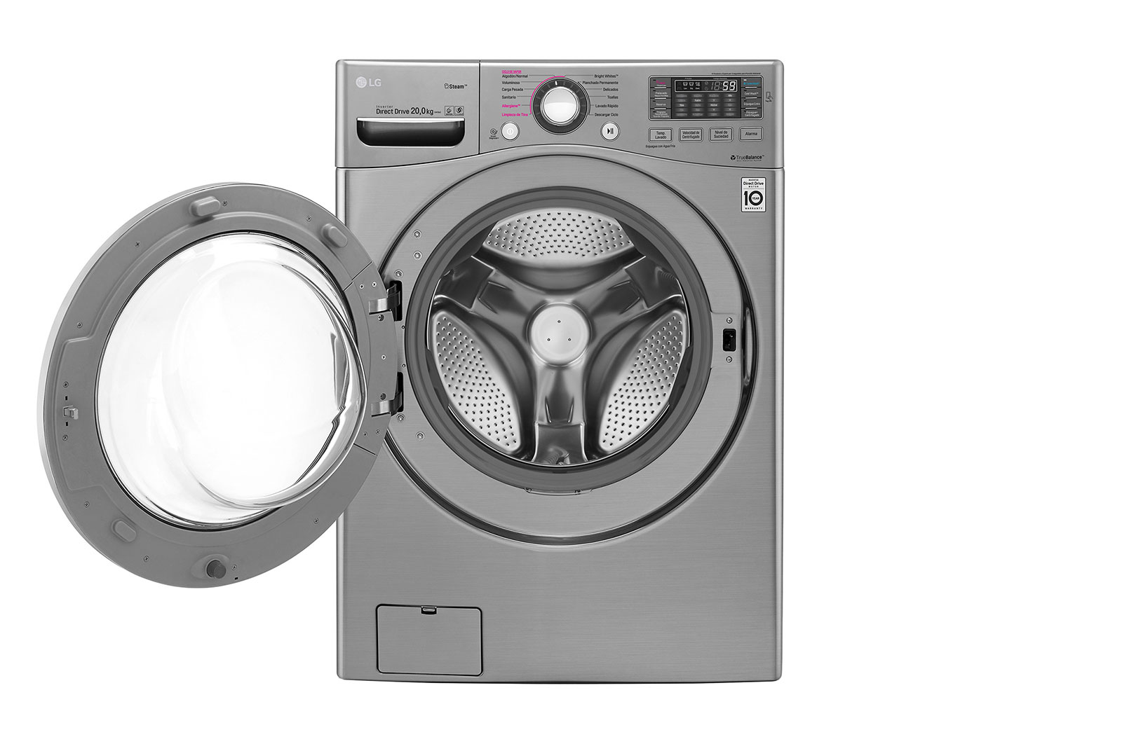 LG Lavadora Carga Frontal, 44lbs/20kg, 6MotionDD, TurboWash™, color Tipo Acero Inoxidable, WM20VVS6