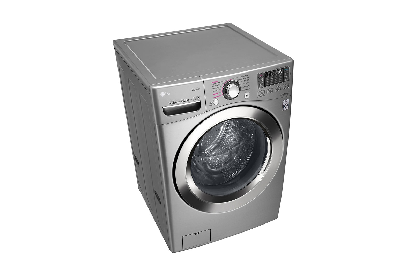 LG Lavadora Carga Frontal, 44lbs/20kg, 6MotionDD, TurboWash™, color Tipo Acero Inoxidable, WM20VVS6