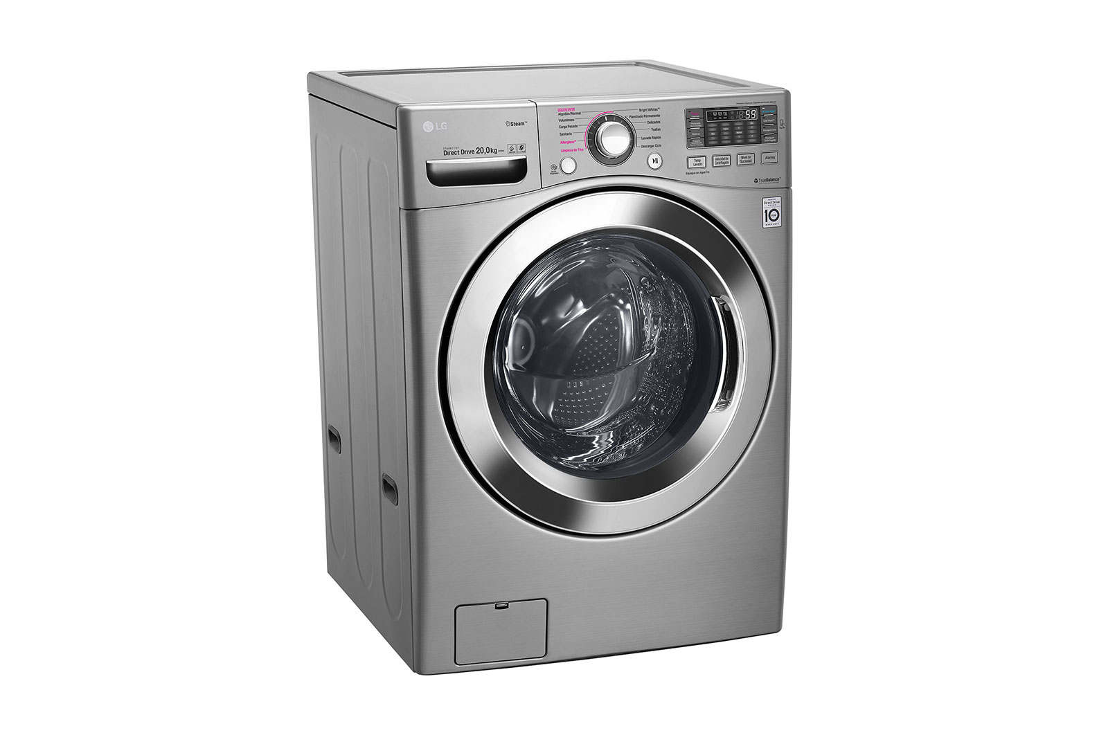 LG Lavadora Carga Frontal, 44lbs/20kg, 6MotionDD, TurboWash™, color Tipo Acero Inoxidable, WM20VVS6