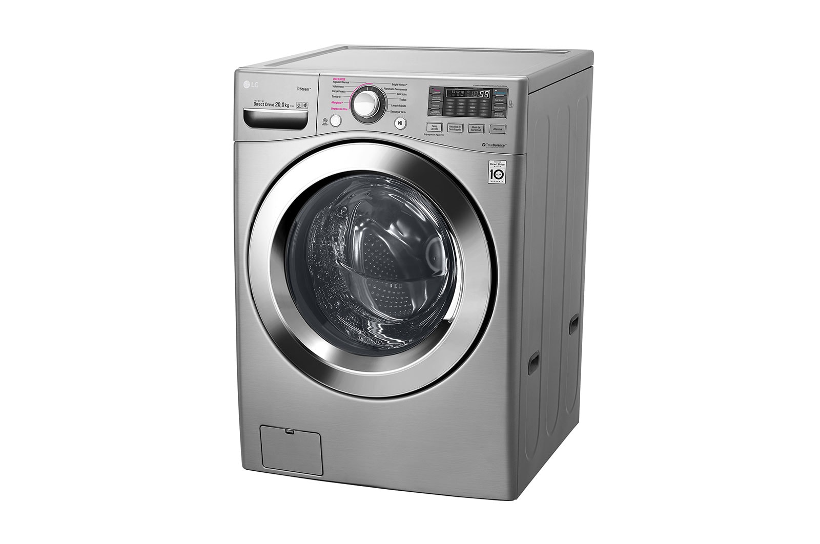 LG Lavadora Carga Frontal, 44lbs/20kg, 6MotionDD, TurboWash™, color Tipo Acero Inoxidable, WM20VVS6