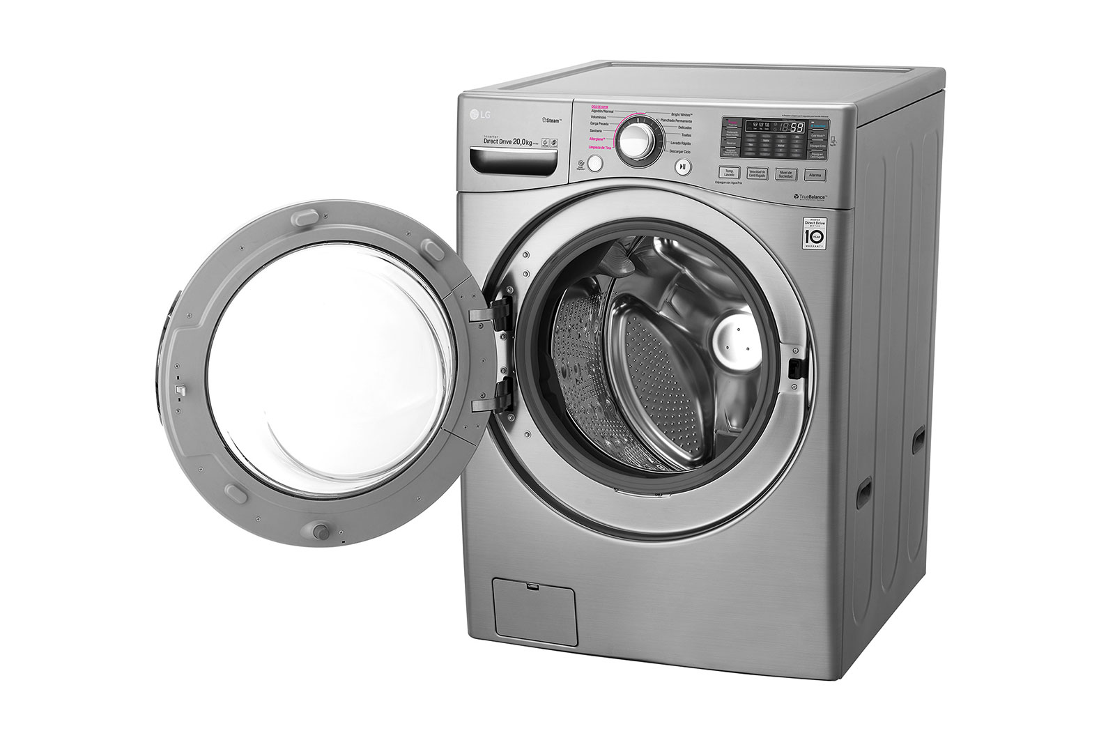 LG Lavadora Carga Frontal, 44lbs/20kg, 6MotionDD, TurboWash™, color Tipo Acero Inoxidable, WM20VVS6