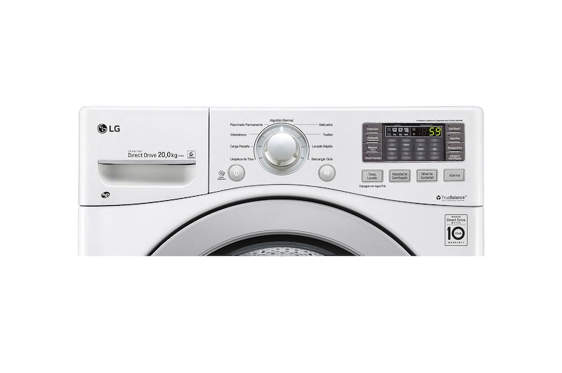 LG Lavadora Carga Frontal, 44lbs/20kg, 6MotionDD, TurboWash™, color Blanco, WM20WV6