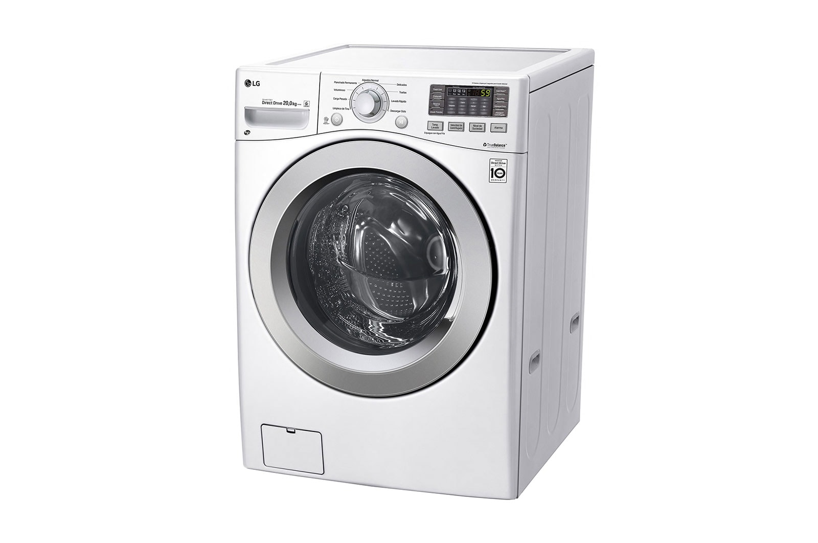 LG Lavadora Carga Frontal, 44lbs/20kg, 6MotionDD, TurboWash™, color Blanco, WM20WV6