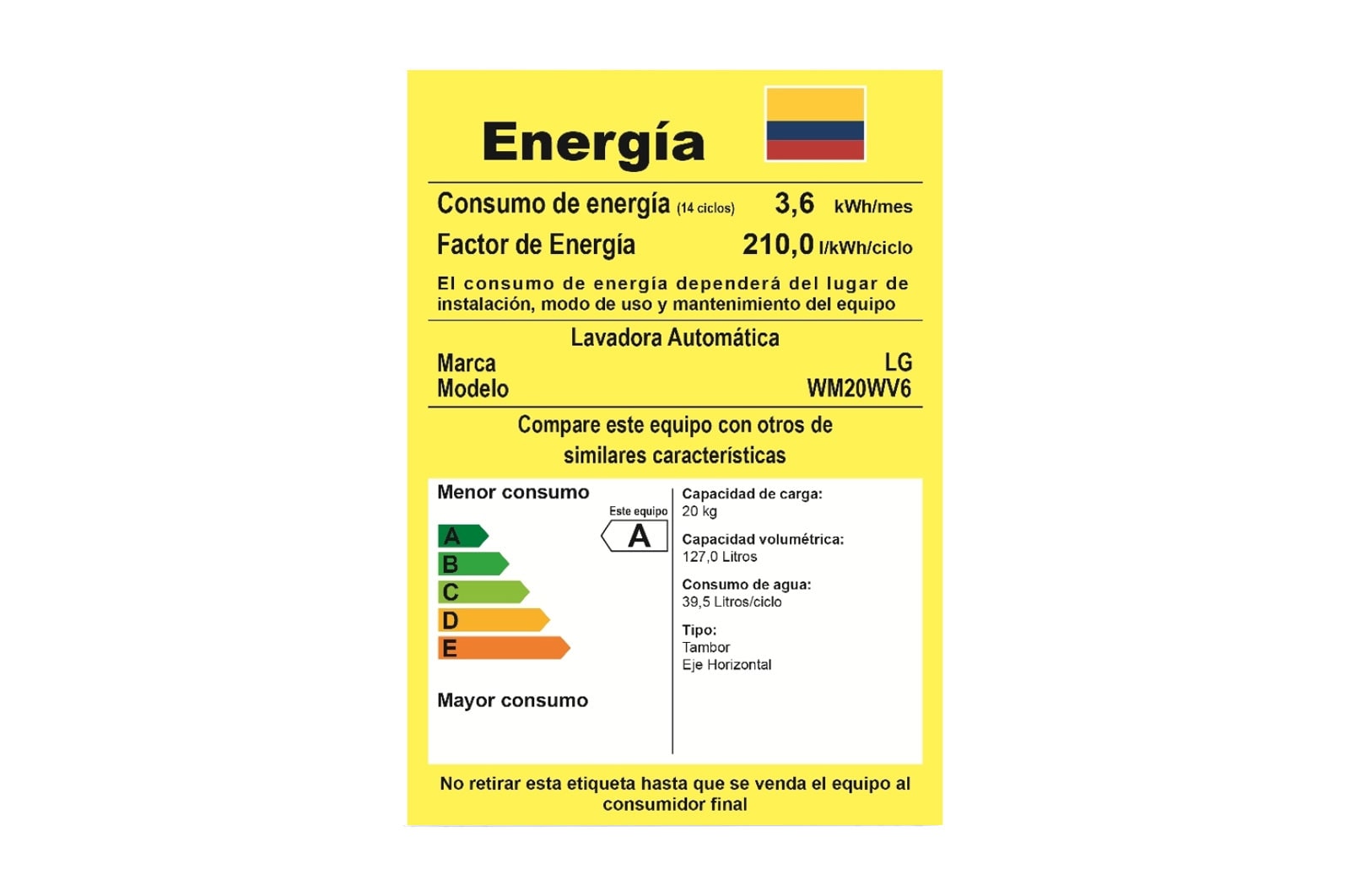 LG Lavadora Carga Frontal, 44lbs/20kg, 6MotionDD, TurboWash™, color Blanco, WM20WV6