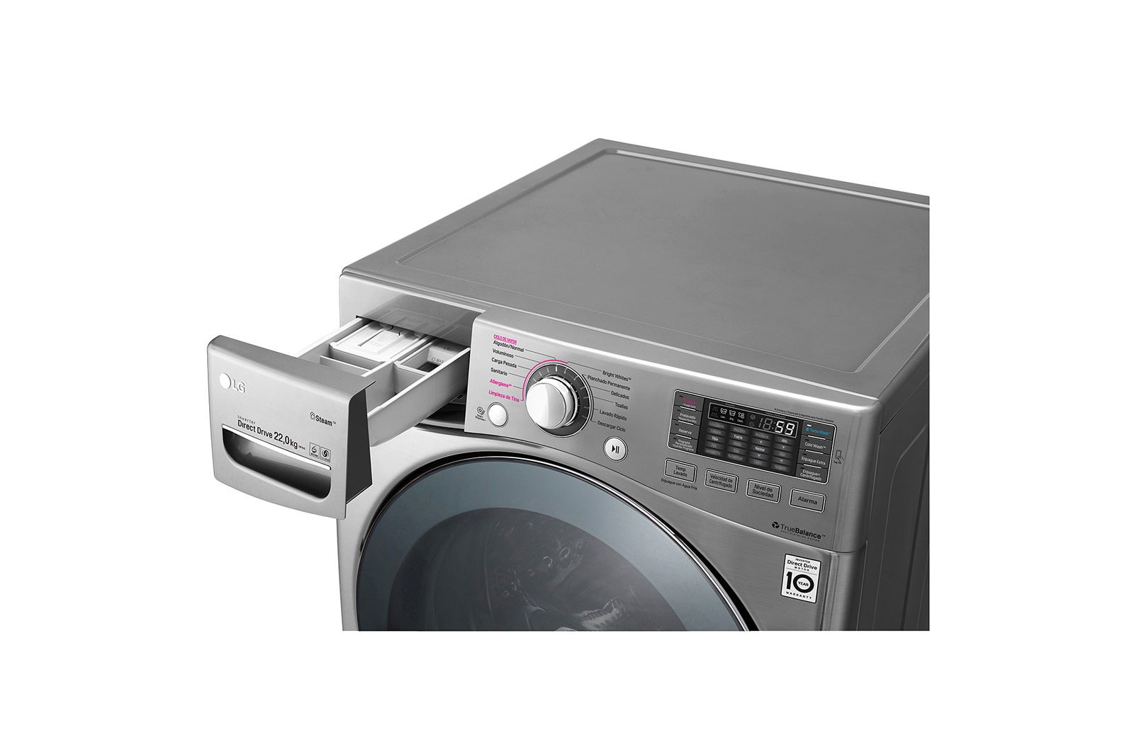 LG Lavadora Carga Frontal, 49lbs/22kg, 6Motion™ DD, TurboWash™, color Tipo Acero Inoxidable, WM22VVS6