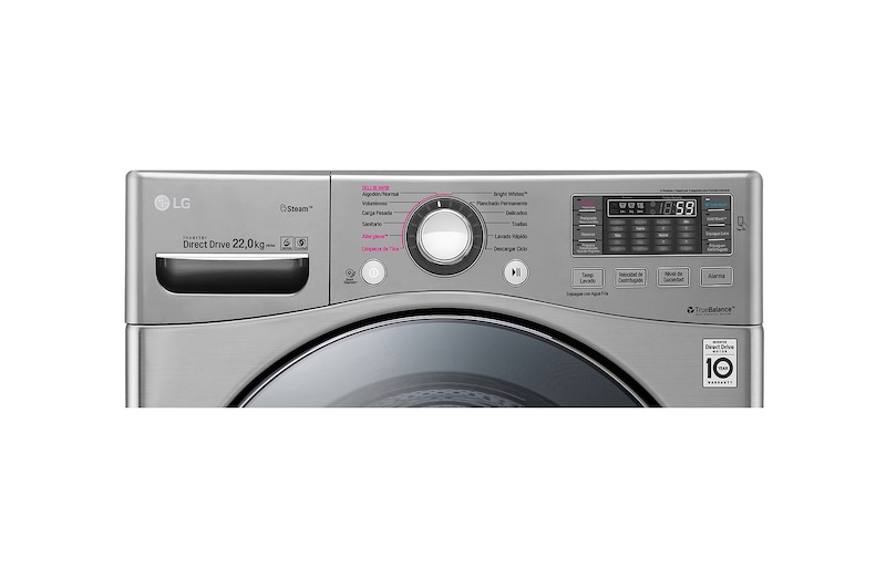 LG Lavadora Carga Frontal, 49lbs/22kg, 6Motion™ DD, TurboWash™, color Tipo Acero Inoxidable, WM22VVS6