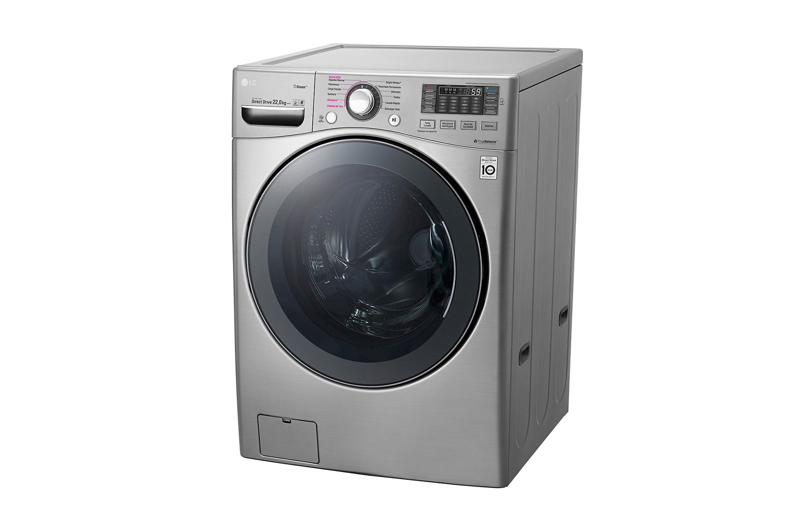LG Lavadora Carga Frontal, 49lbs/22kg, 6Motion™ DD, TurboWash™, color Tipo Acero Inoxidable, WM22VVS6