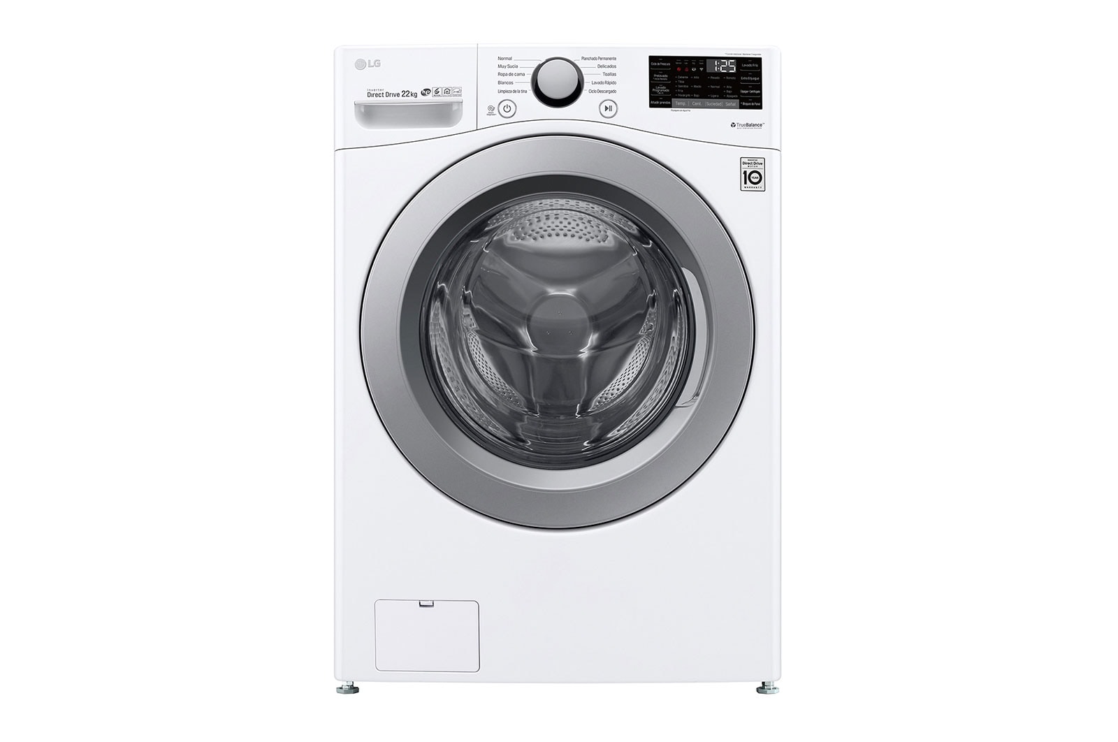 Vista frontal de Lavadora Carga Frontal, 48lbs/22kg, 6MotionDD, Color Blanco WM22WV26S