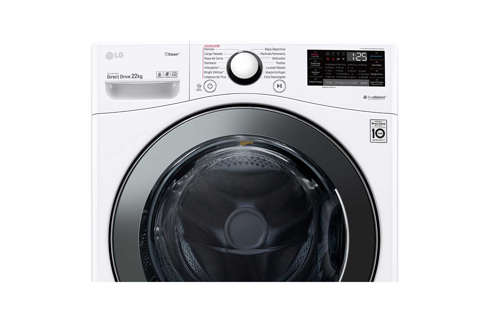 LG Lavadora Carga Frontal 22kg/48lbs  Victor 2, Color Blanco, WM22WV2S6B