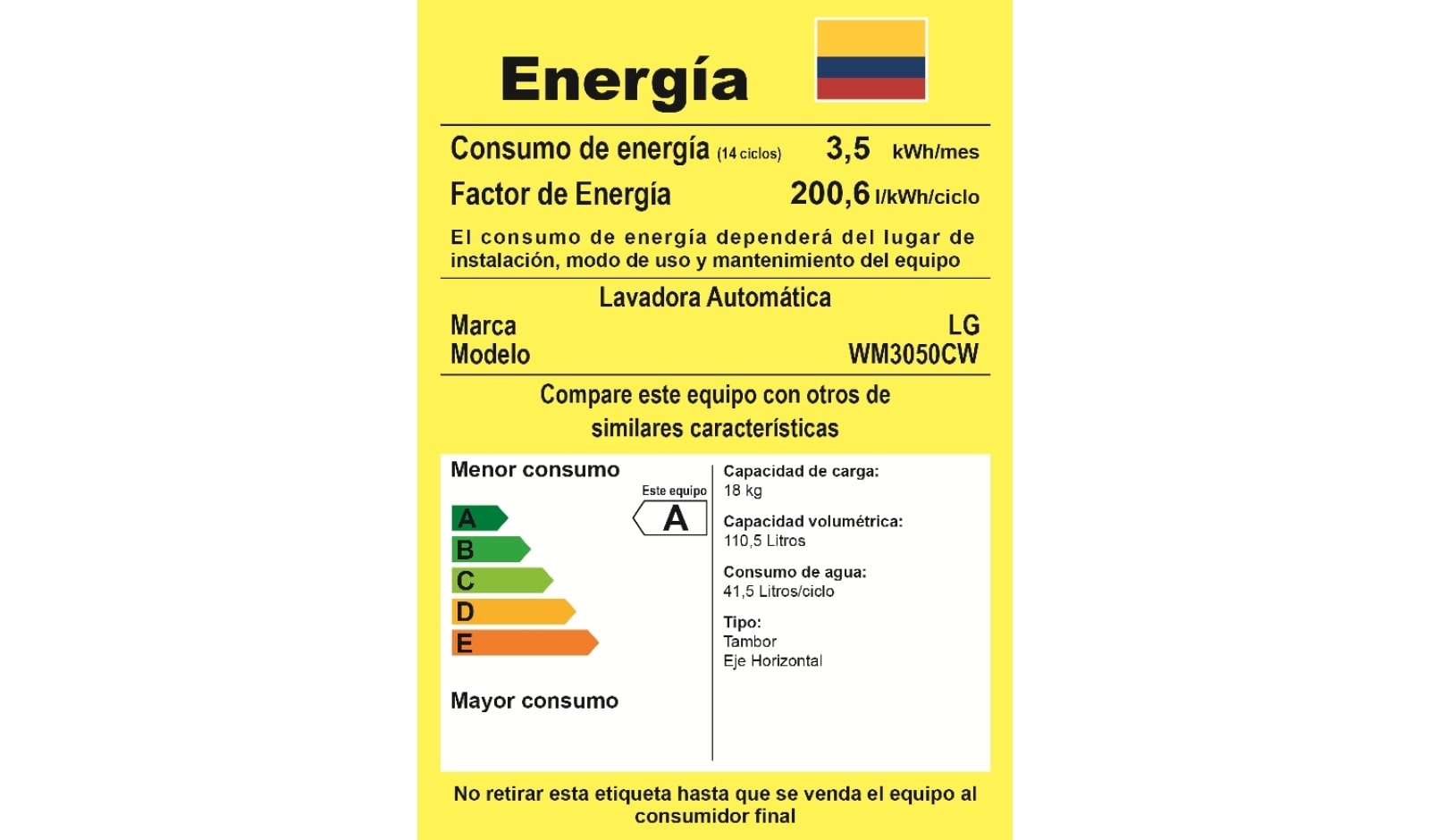 Vista frontal de Lavadora Carga Frontal, 40lbs/18kg, 6MotionDD, TurboWash™, color Blanco WM3050CW