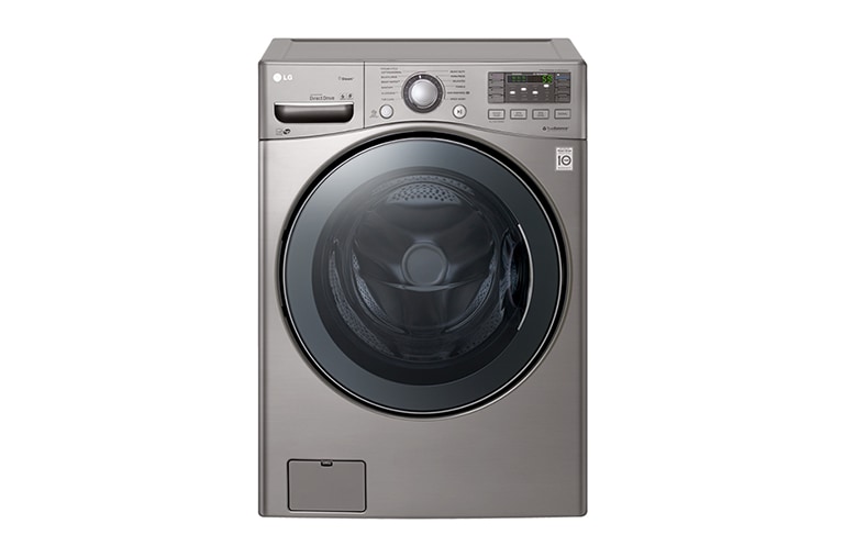 Vista frontal de Lavadora Carga Frontal, 44lbs/20kg, 6MotionDD, TurboWash™, color Tipo Acero Inoxidable WM3570HVA