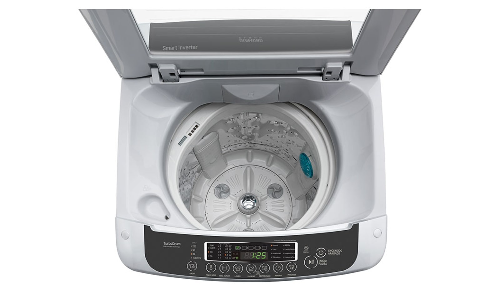 LG Lavadora LG Motor Smart Inverter, Smart Motion+Turbo Drum®, Pre-lavado+Normal, Carga Superior, 29lbs/13kg, color Gris, WT13DPB