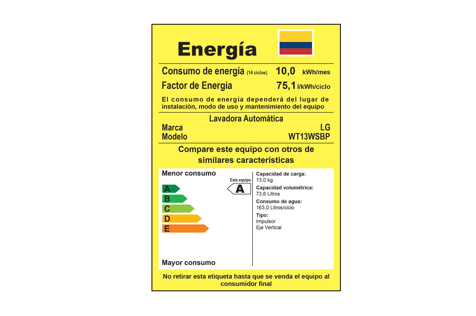 LG Lavadora LG Motor Smart Inverter, Smart Motion+Turbo Drum™, Pre-lavado+Normal, Carga Superior, 29lbs/13kg, color Blanco, WT13WSBP