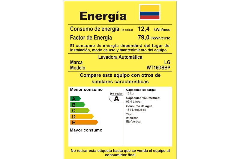 LG Lavadora Motor Smart Inverter 35lbs/16Kg, Smart Motion+Turbo Drum™, Pre-lavado+Normal, Carga Superior, WT16DSBP
