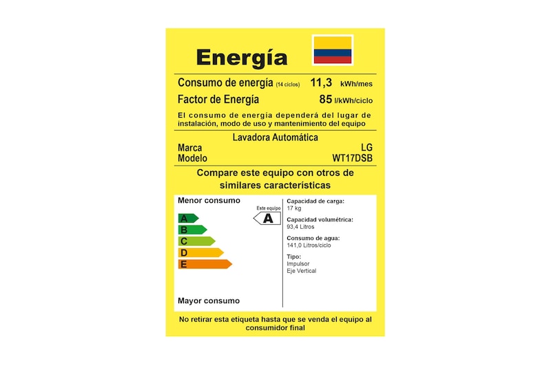 LG Lavadora LG Motor Smart Inverter, Smart Motion+Turbo Drum®, Pre-lavado+Normal, Carga Superior, 37lbs/17kg, color Gris, WT17DSB